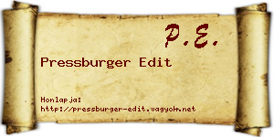Pressburger Edit névjegykártya